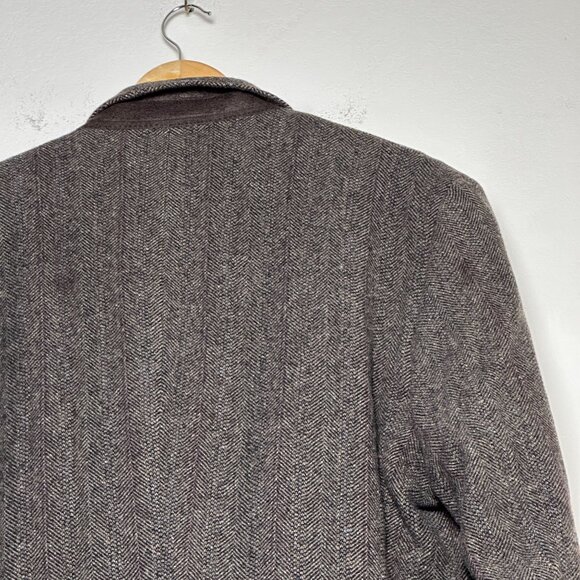 VTG Cricketeer Wool Blazer Sport Coat Jacket Men 46 Herringbone Brown 90s Prep - Picture 10 of 16